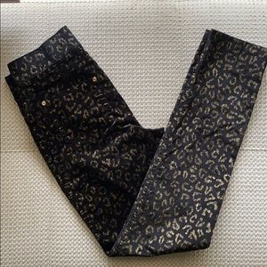 Velvet gold and black leggings